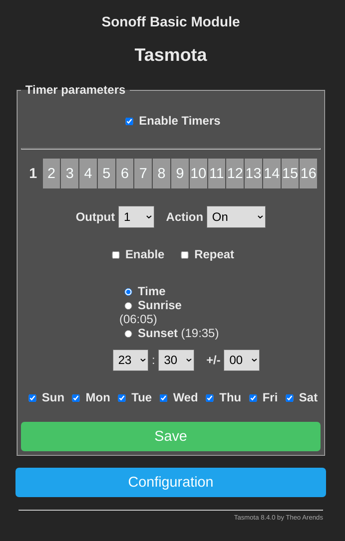 Tasmota timers